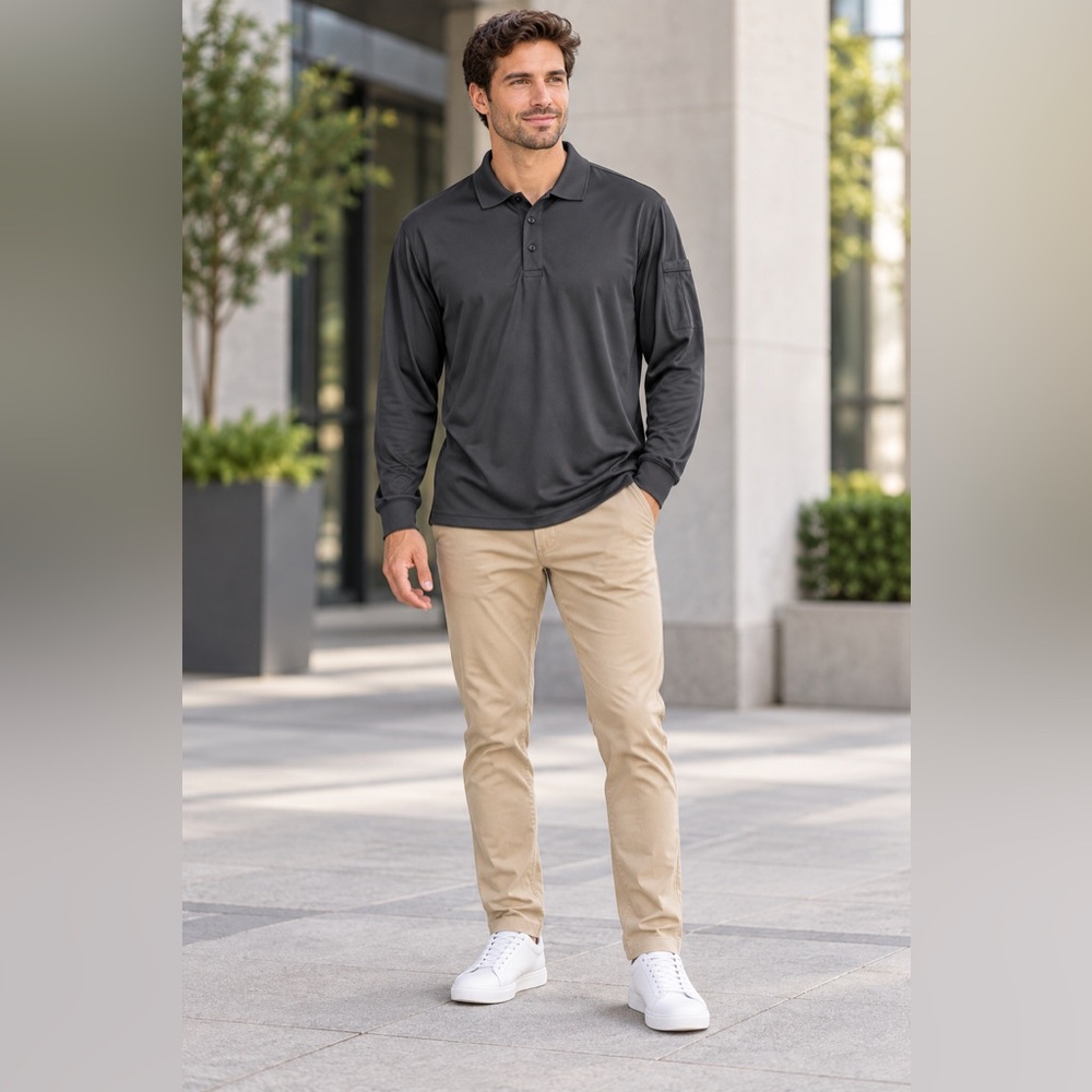 Under Armour Men’s Large Black Long Sleeve Performance Polo Shirt